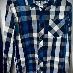 Zoo York Blue, Black & White Plaid Button-Down Shirt